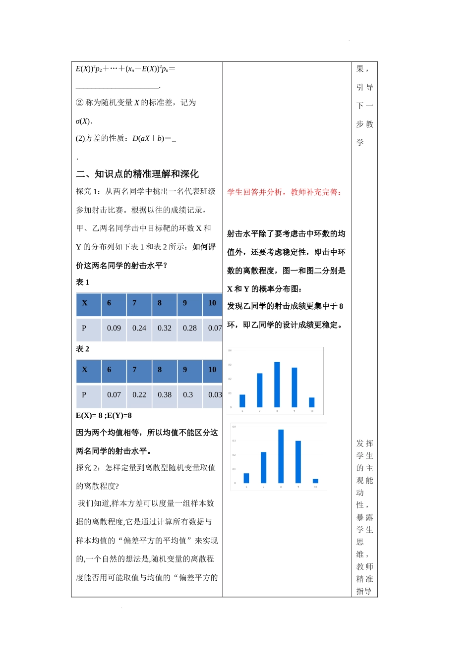 7.3.2　离散型随机变量的方差教学设计【新教材 新思维高中数学】-2021-2022学年下学期高二数学同步教学（人教A版（2019）选择性必修第三册）.docx_第3页