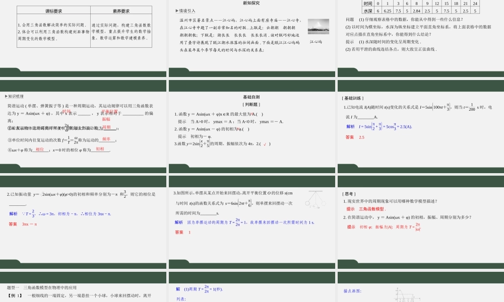7.4 三角函数应用（课件）-2021-2022学年高一数学同步精品课件（苏教版2019必修第一册）.pptx