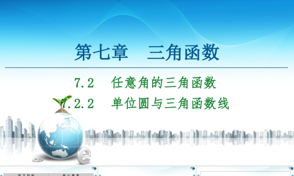 7.2.2 单位圆与三角函数线-2021-2022学年新教材高中数学必修第三册【名师导航】同步课件PPT(人教B版).ppt