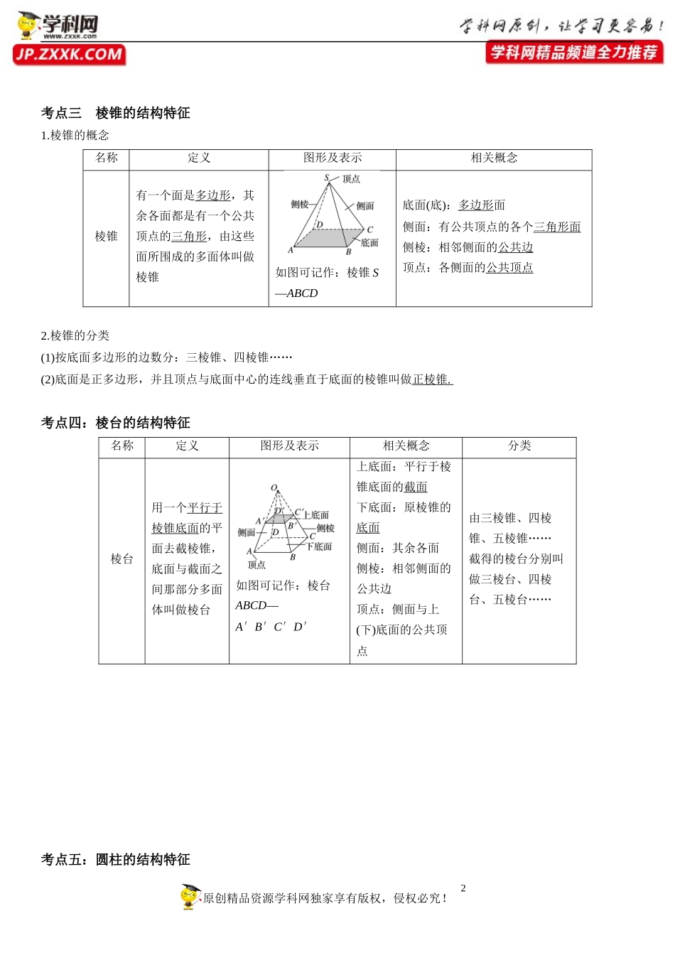 8.1 基本立体图形(透课堂）-2021-2022学年高一数学【考题透析】满分计划系列（人教A版2019必修第二册）.docx_第2页