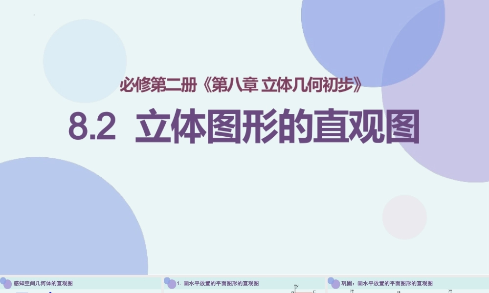 8.2 立体图形的直观图（课件）-2022-2023学年高一数学同步精品课堂（人教A版2019必修第二册）.pptx