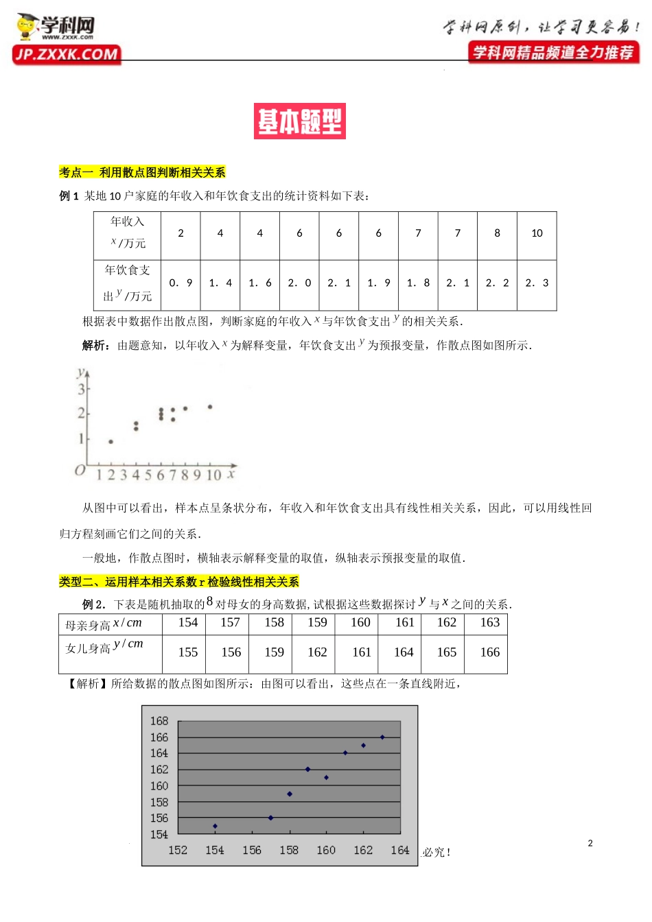 8.1成对数据的统计相关性（基础知识+基本题型）（含解析）--【一堂好课】2021-2022学年高二数学下学期同步精品课堂（人教A版2019选择性必修第三册）.docx_第2页