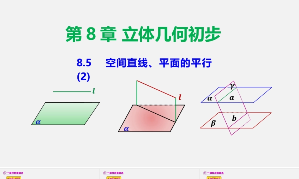 8.5 空间直线、平面的平行（2）-2020-2021学年高一数学必修二教材配套教学课件（人教A版2019）.pptx