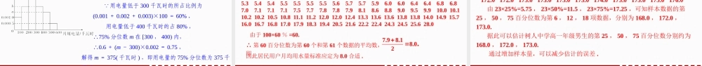 9.2.2 总体百分位数的估计课件-2022-2023学年高一下学期数学人教A版（2019）必修第二册.pptx