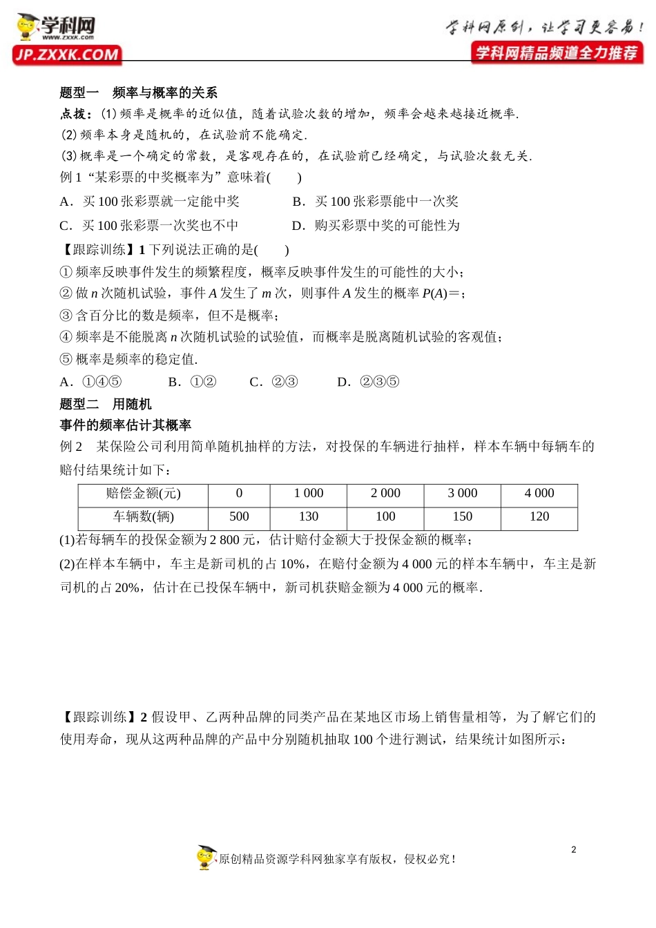 10.3.1 频率的稳定性、10.3.2 随机模拟-2020-2021学年高一数学新教材配套学案（人教A版2019必修第二册）.docx_第2页
