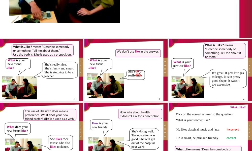 BK 1 Unit 17 to 20 What like.ppt