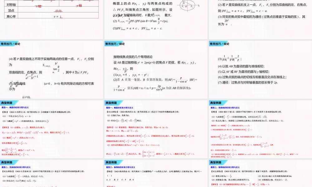 串讲03 圆锥曲线与方程 【十二大题型串讲PPT】-2023-2024学年高二数学上学期期末考点大串讲（苏教版2019）.pptx