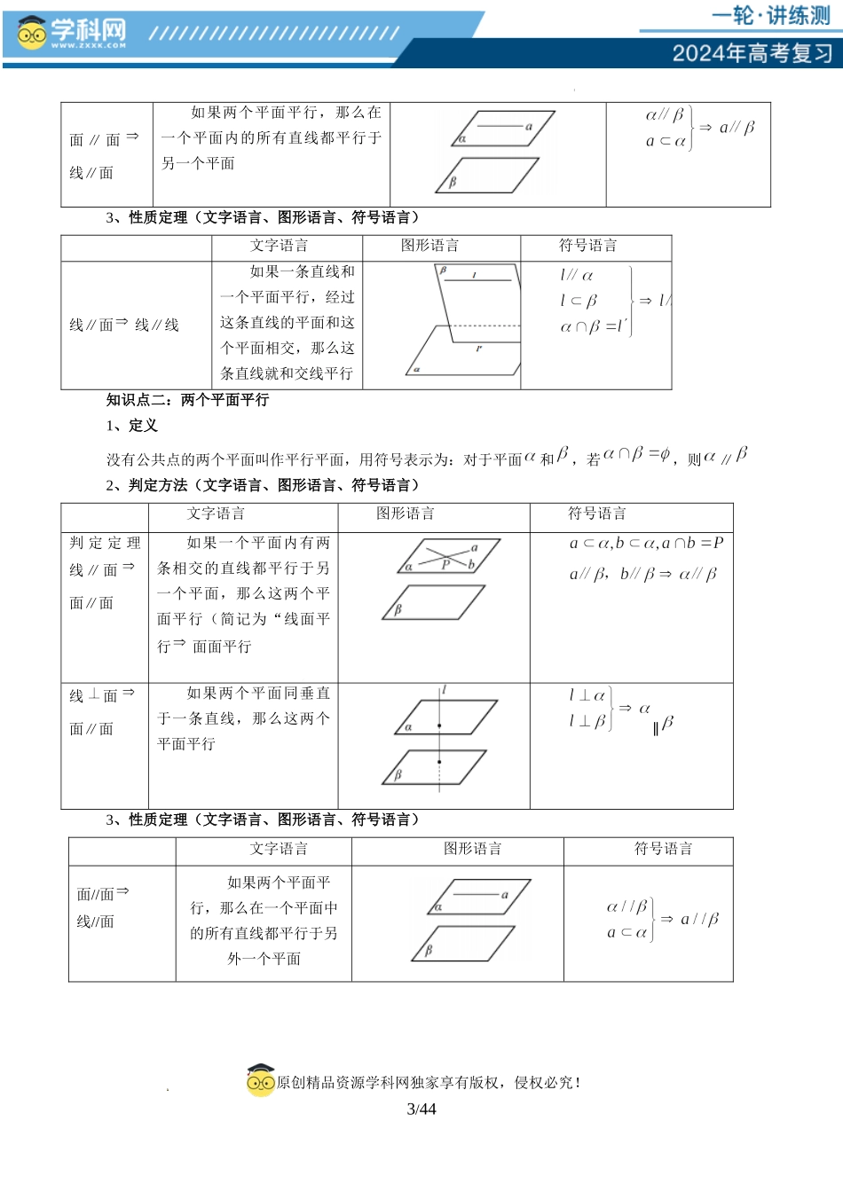 第03讲 直线、平面平行的判定与性质（八大题型）（讲义）（解析版）.docx_第3页