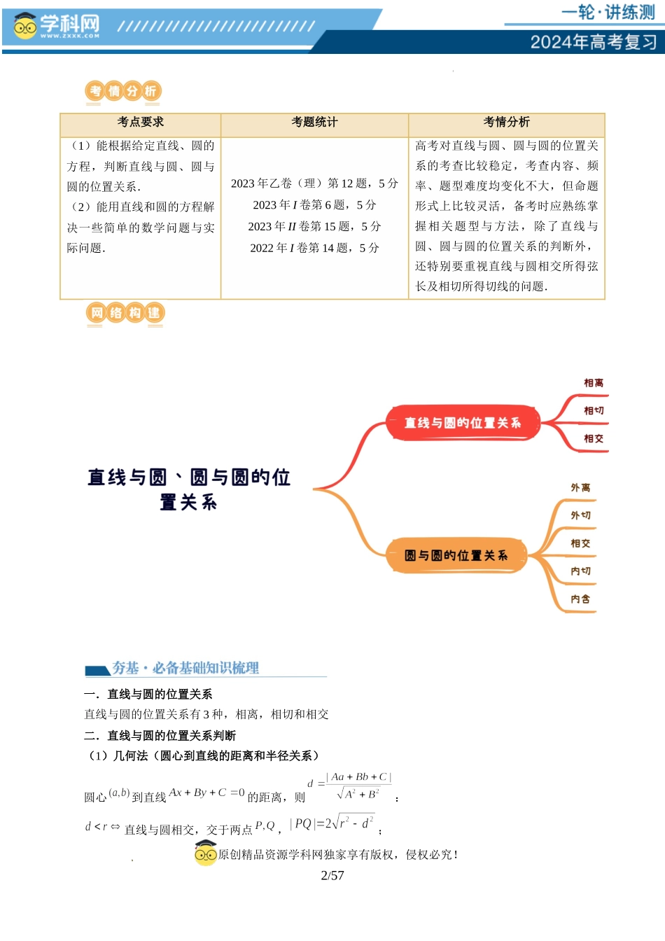 第04讲 直线与圆、圆与圆的位置关系（九大题型）（讲义）（解析版）.docx_第2页