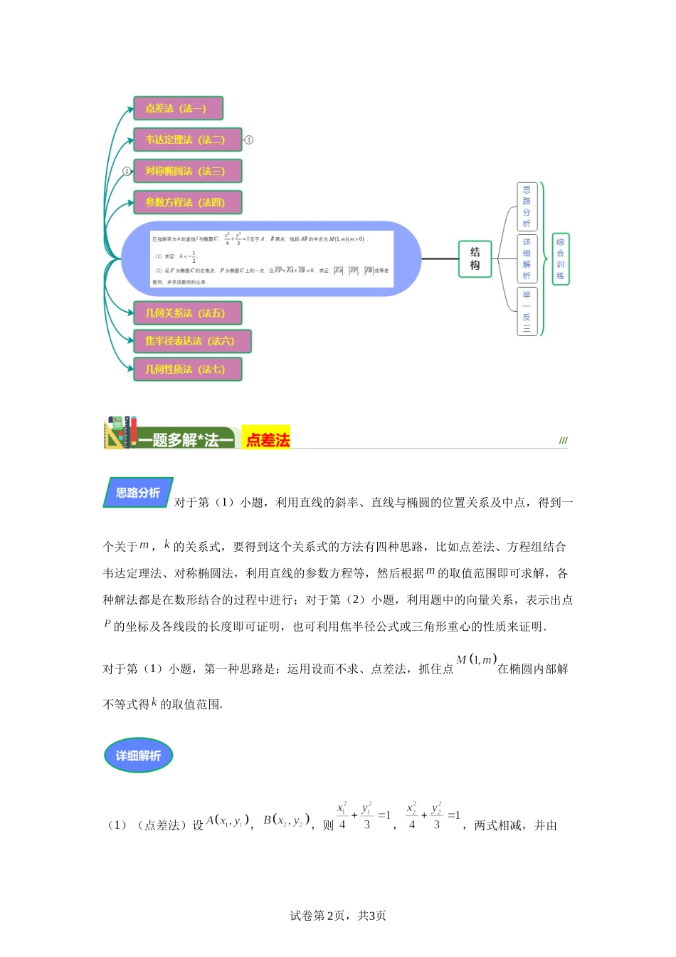 代数几何比翼齐飞动静互变化难为易 讲义——2024届高三数学三轮复习之一题多解.docx_第2页