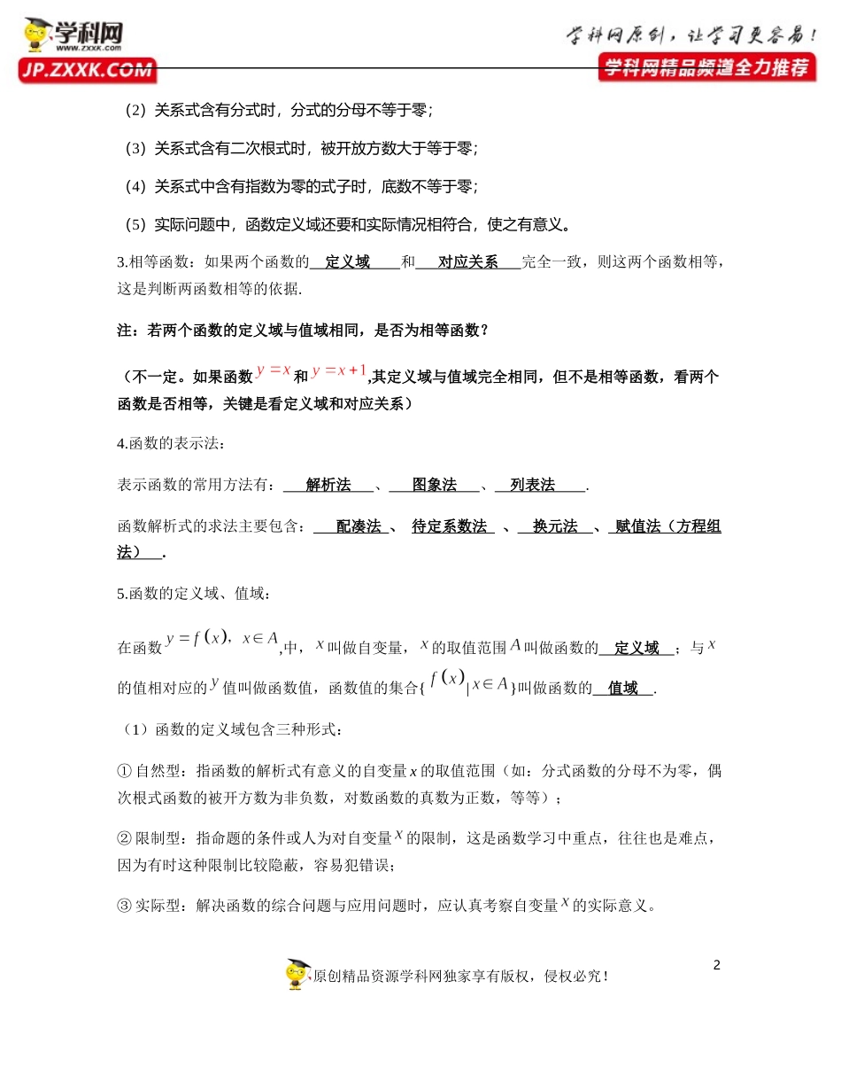 第5章 函数的概念、性质及应用章节知识清单-2020-2021学年高一数学期末复习通关秘笈（沪教版2020必修一）.docx_第2页