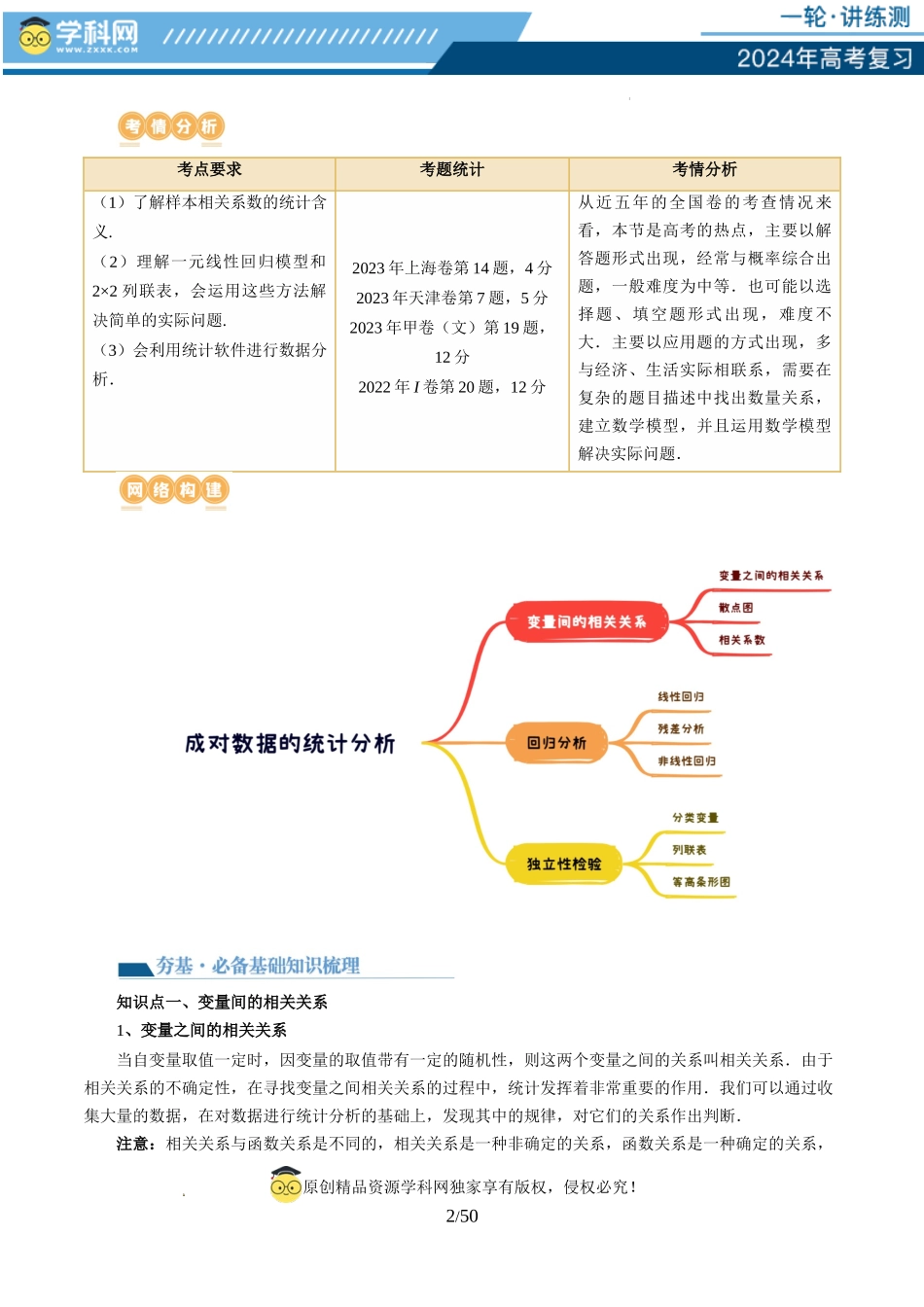第02讲 成对数据的统计分析（五大题型）（讲义）（解析版）.docx_第2页