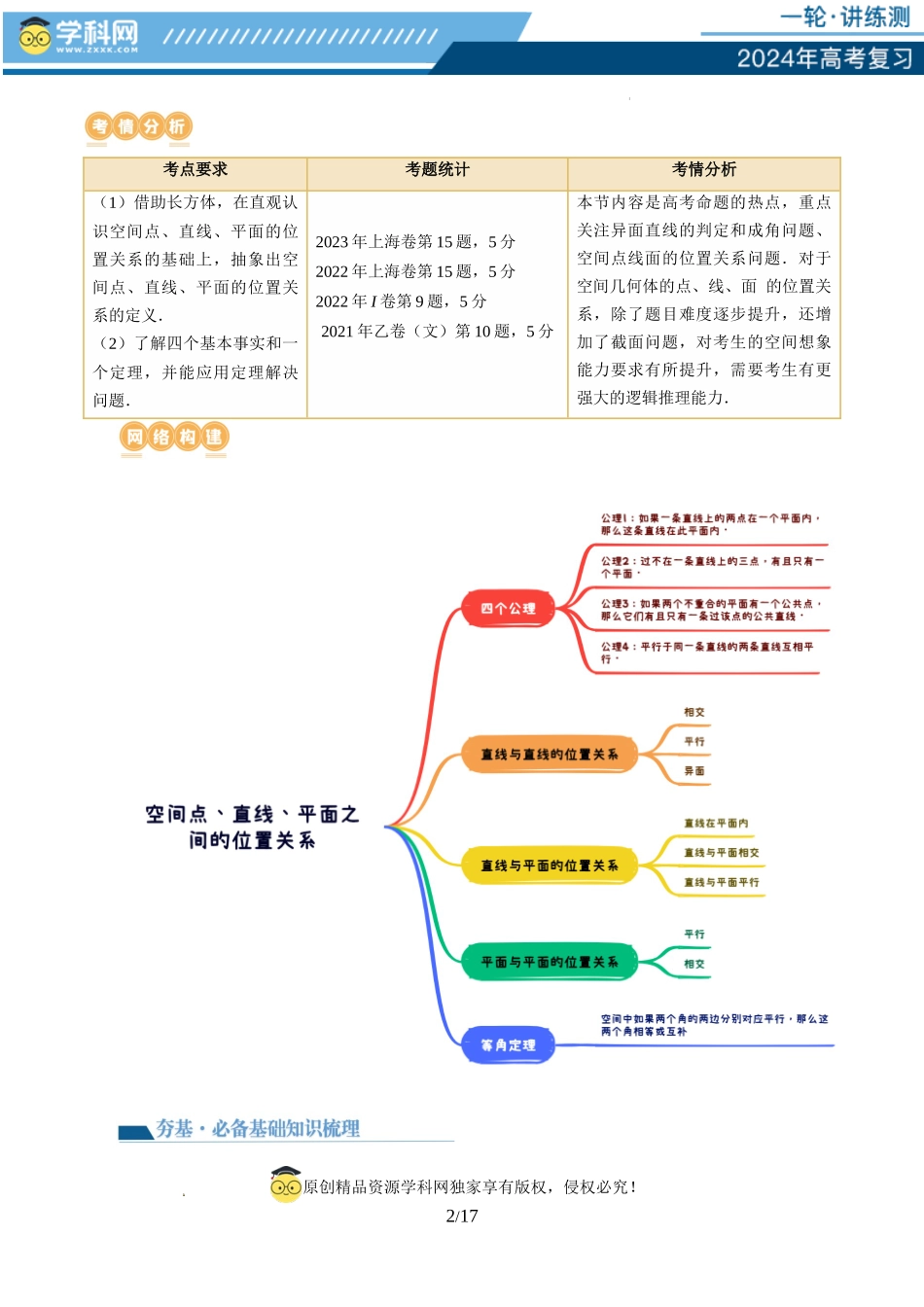 第02讲 空间点、直线、平面之间的位置关系（六大题型）（讲义）（原卷版）.docx_第2页