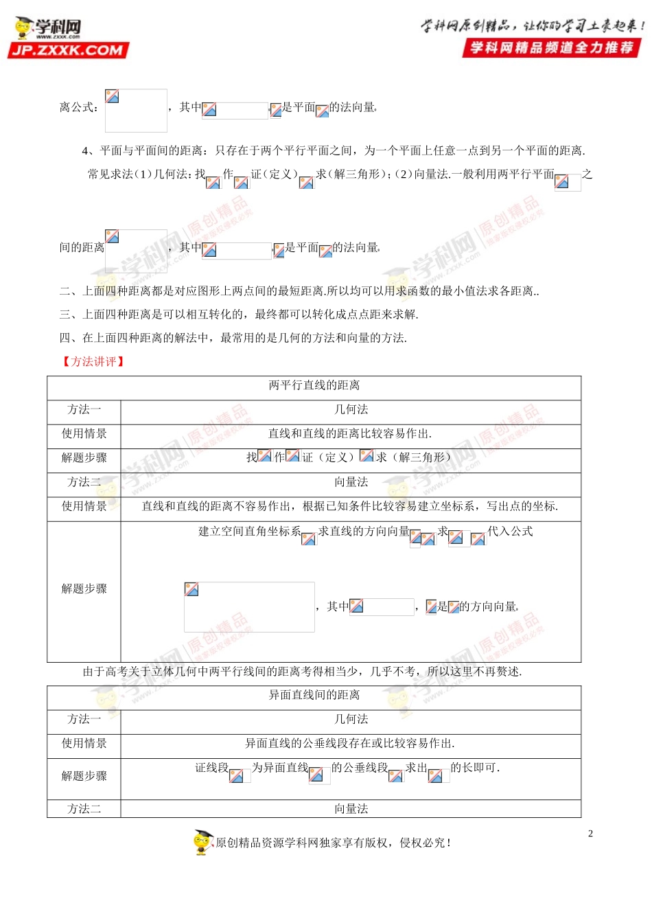 第57讲 空间线线距、异面直线间的距离、线面距和面面距的求法-高中数学常见题型解法归纳反馈训练及详细解析.doc_第2页