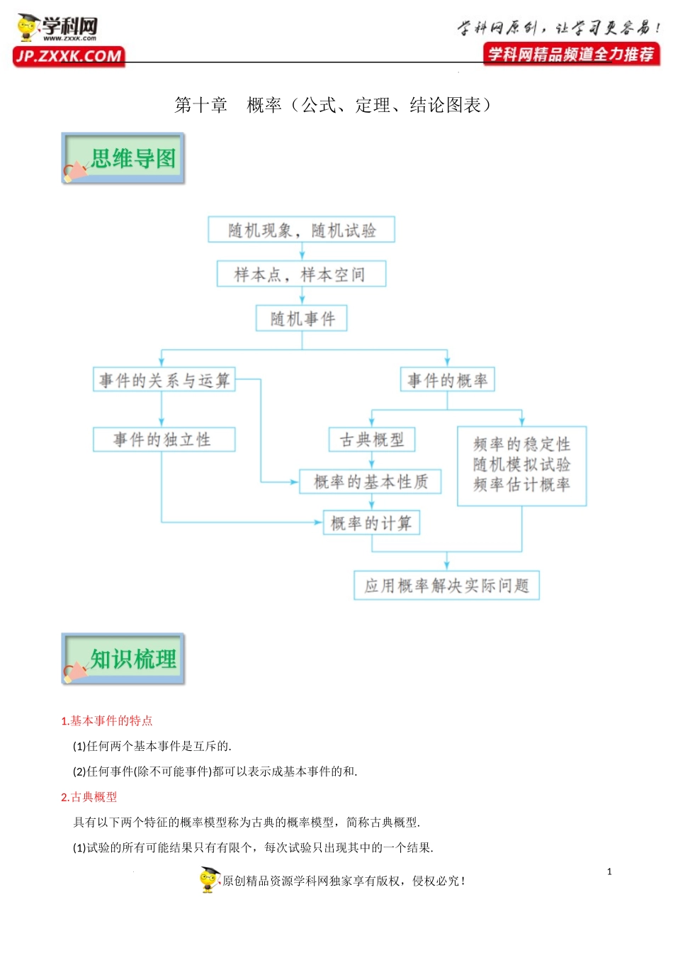 第十章 概率（公式、定理、结论图表）-【口袋书】2023年高考数学必背知识手册.docx_第1页