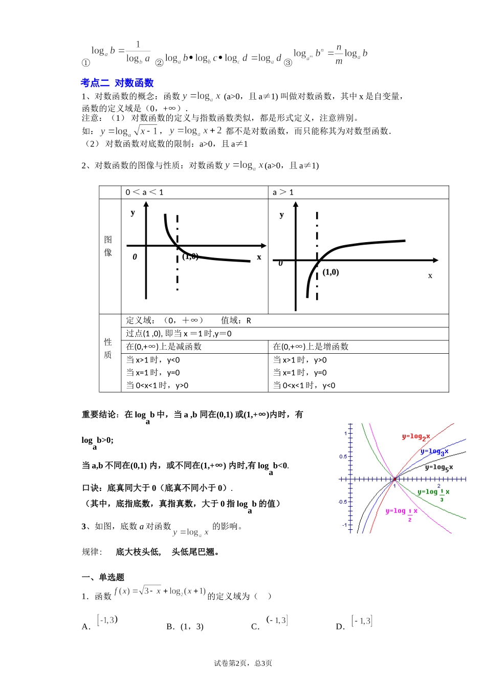 第四章对数运算与对数函数 讲义（知识点+基础巩固检测）【新教材】2021-2022学年北师大版（2019）高一数学必修第一册.doc_第2页