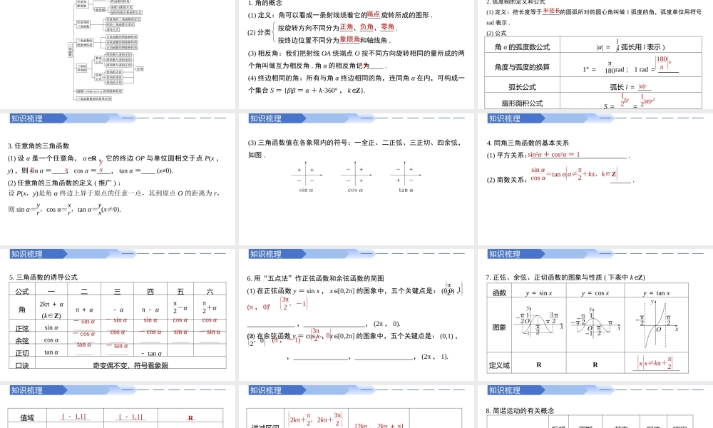 第五章 三角函数（章末复习）-2023-2024学年高一数学同步精品课堂（人教A版2019必修第一册）.pptx
