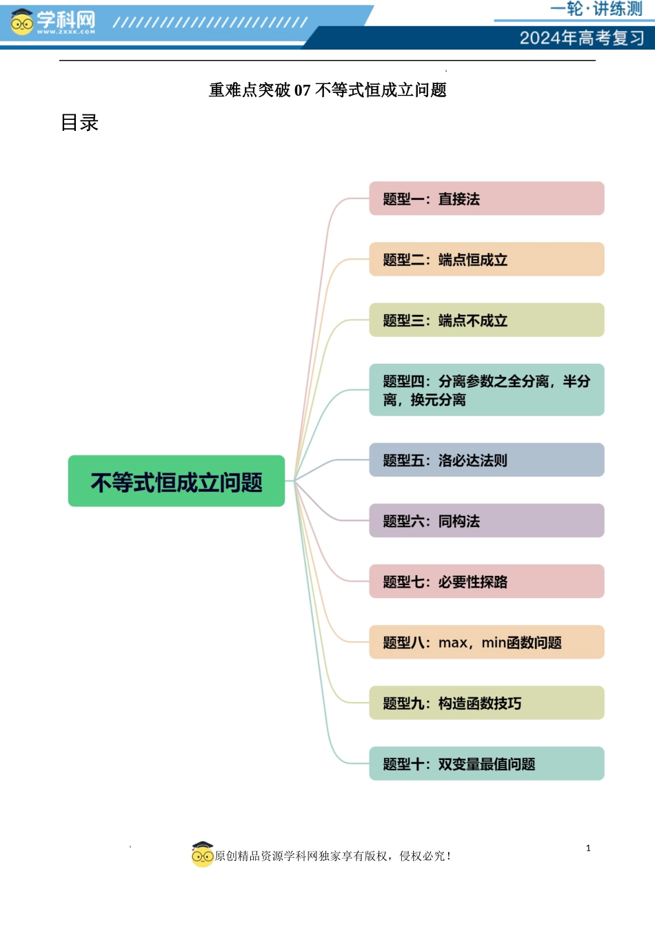 重难点突破07 不等式恒成立问题（十大题型）（解析版）.docx_第1页