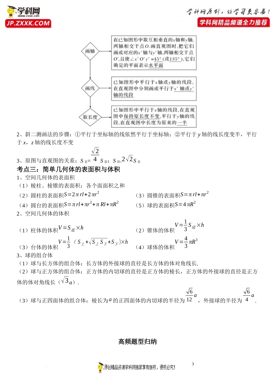 期末高频考点第05讲 空间几何体结构、直观图与表面积与体积-2021-2022学年高一数学下学期《考点·题型·密卷》期末精讲精练高效复习专题（人教A版2019必修第二册）.docx_第3页