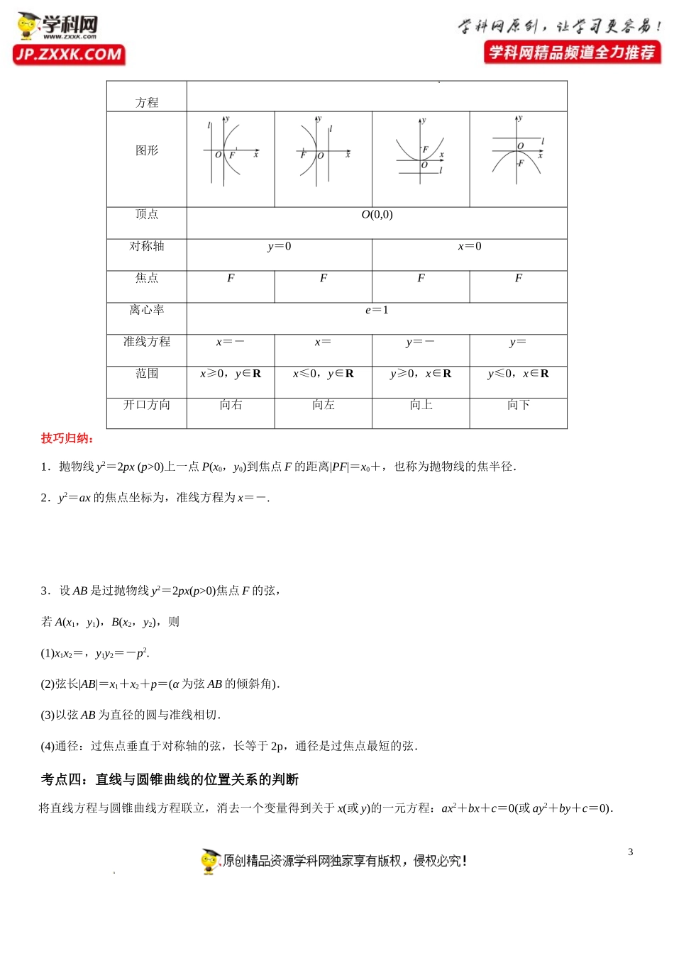 专题三 圆锥曲线的方程（考点题型归纳）-2021-2022学年高二数学上学期《考点•题型•难点》期末高效复习（人教A版2019选择性必修第一、二册）.doc_第3页