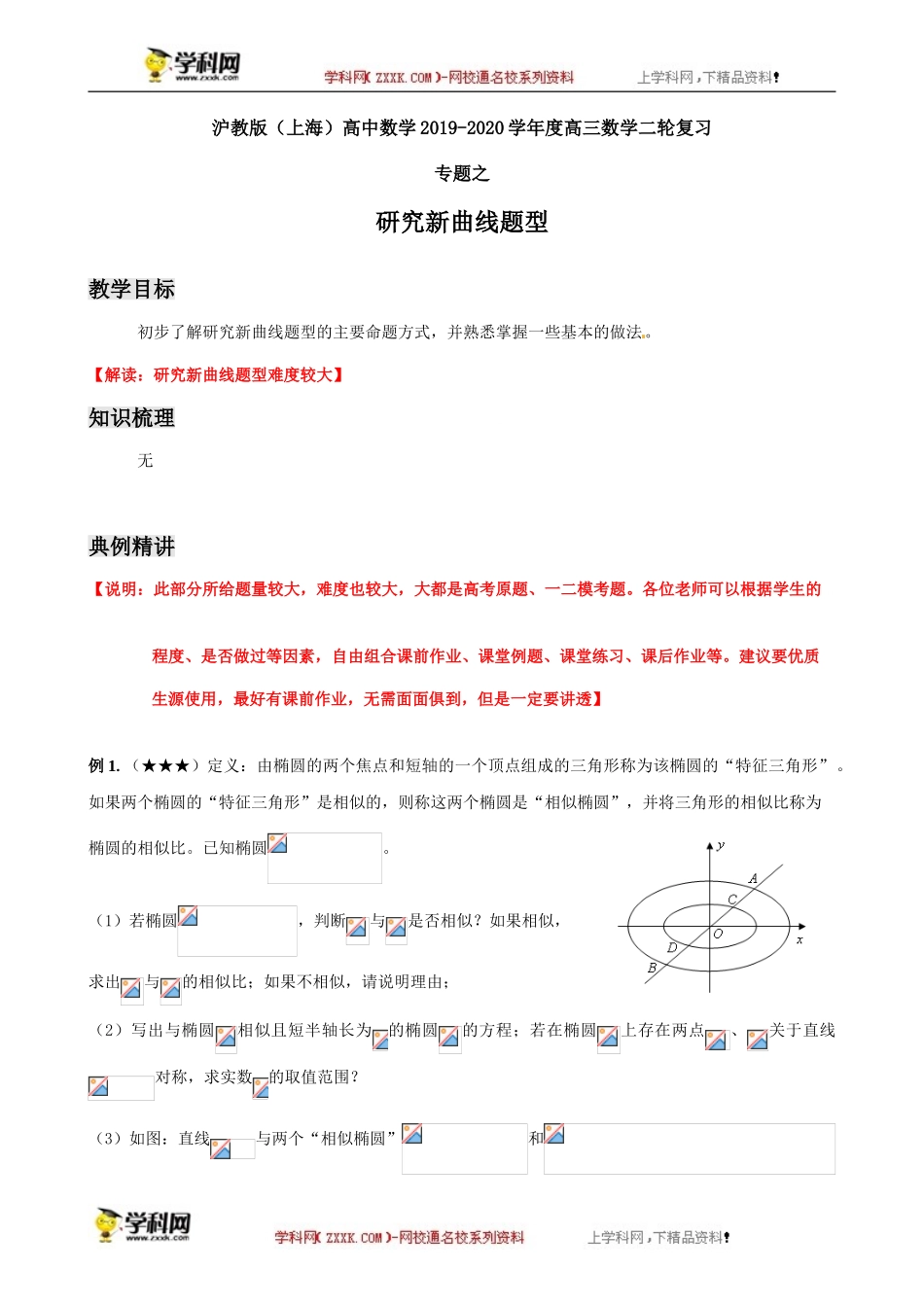 专题之研究新曲线题型-沪教版（上海）高中数学2019-2020学年高三数学二轮复习教案（教育机构专用）.doc_第1页