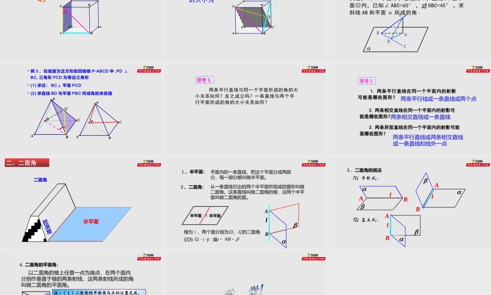 [30280271]第05讲 直线与平面所成角、二面角（课件）-2021-2022学年高二数学课件讲义同步与高考高分突破（沪教版2020）.pptx