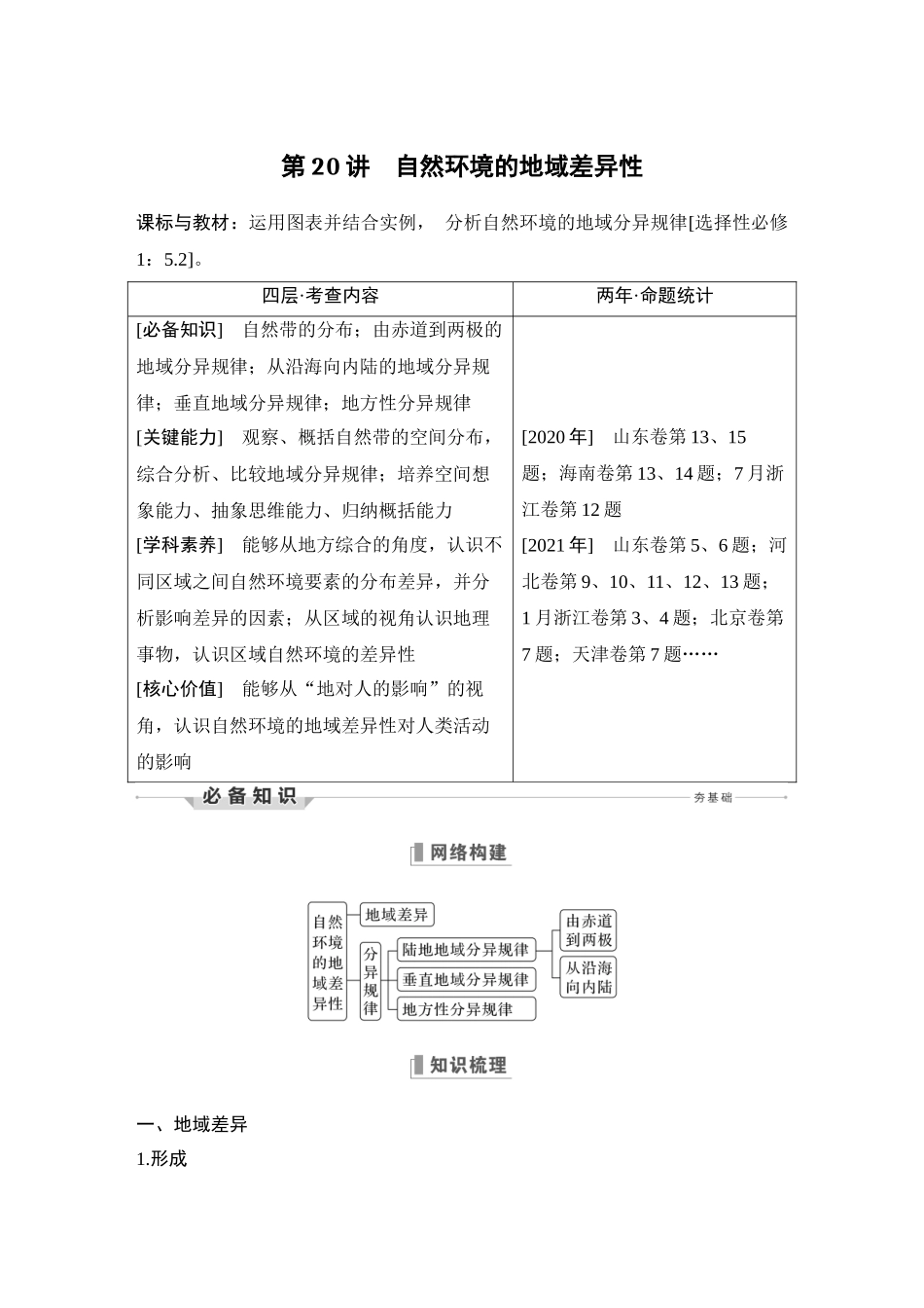 第20讲 自然环境的地域差异性.DOCX_第1页