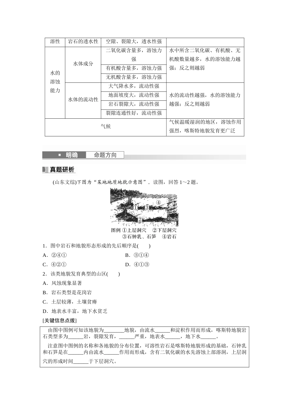 第一部分　第五章　第4讲　课时32　喀斯特地貌.docx_第2页