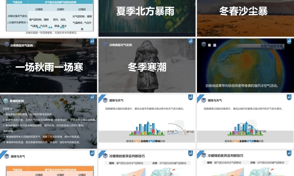 2024年高考地理一轮复习（新人教版） 第1部分第3章 第2讲 课时14　锋与天气.pptx