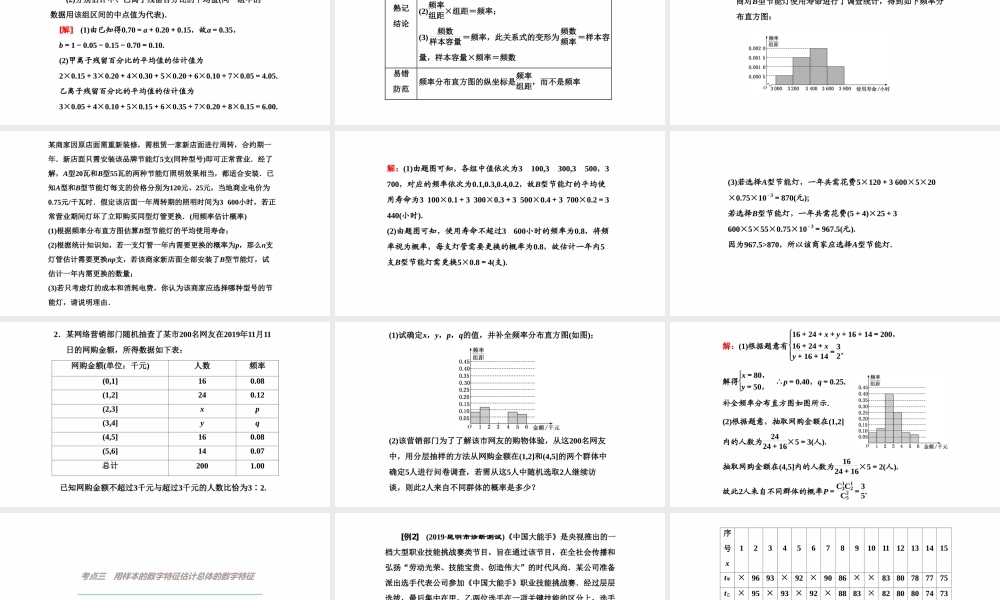 【精品课件】第01讲 随机抽样、用样本估计总体-备战2022年高考数学一轮复习精品课件（新高考地区专用）.pptx