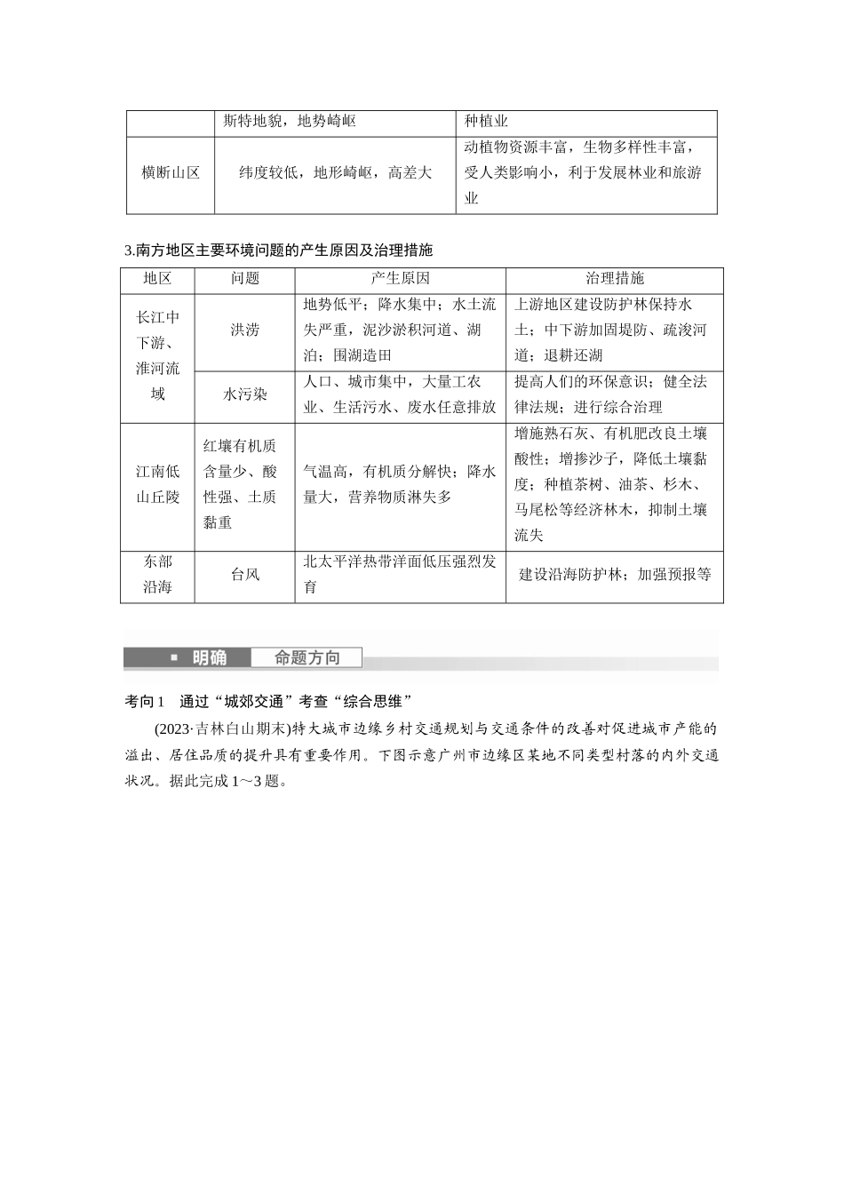 2024年高考地理一轮复习（新人教版） 第5部分　第2章　第2讲　课时87　南方地区.docx_第3页