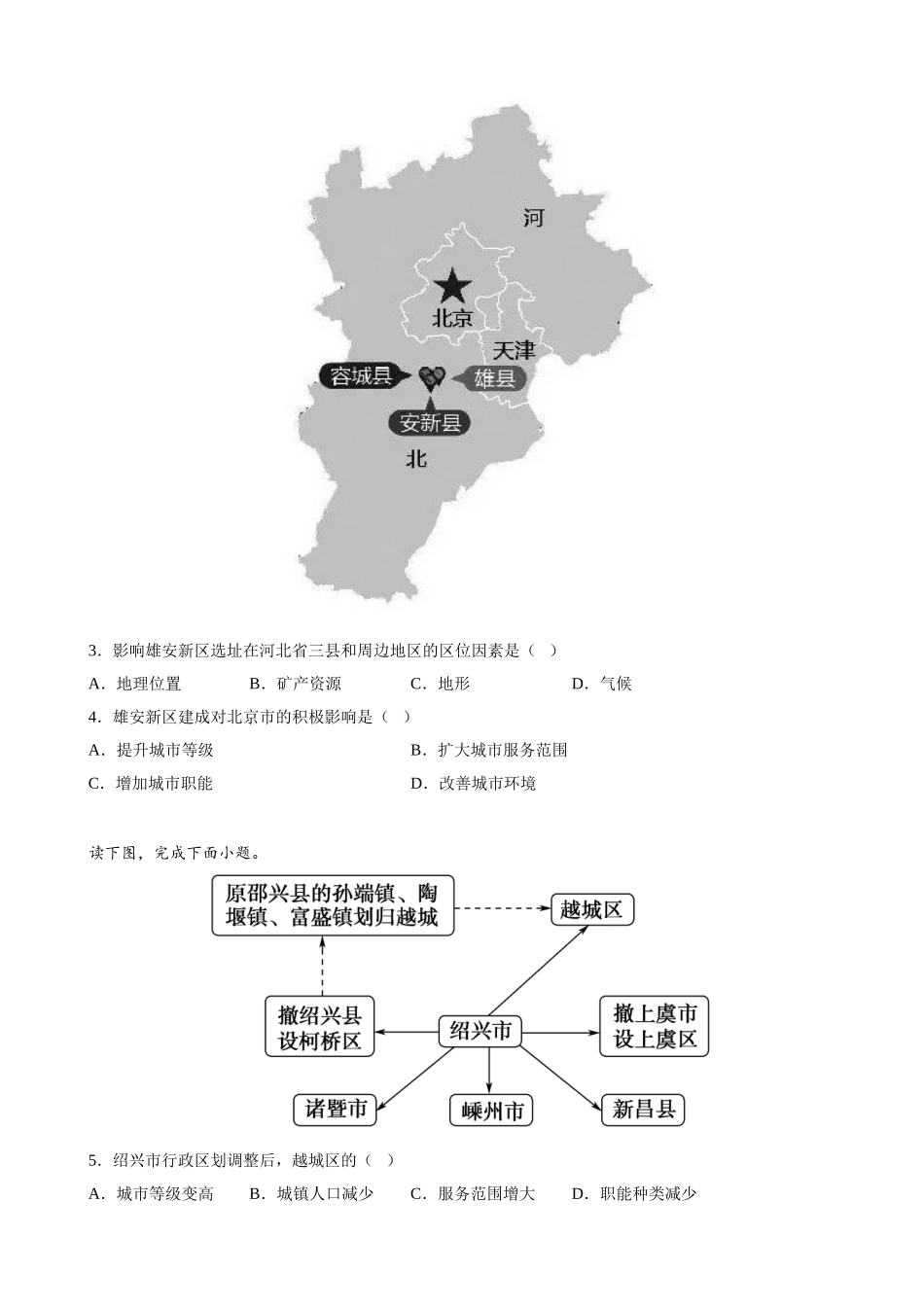 第三章 城市、产业与区域发展单元测试卷（学生版）-高二地理同步精品讲义（人教版2019选择性必修2）.doc_第2页