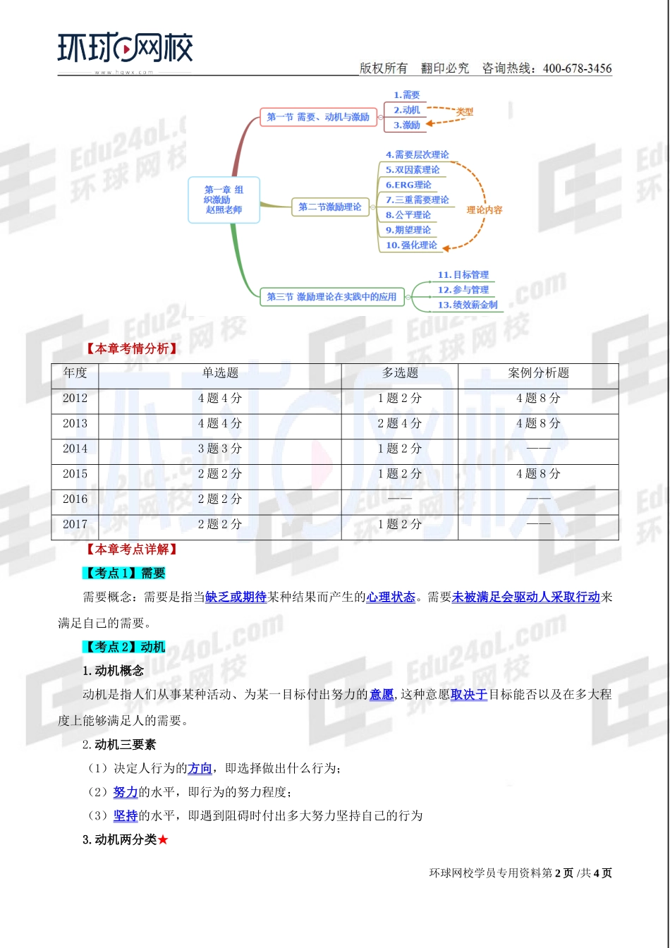 2018中级经济师-人力-精讲班【赵照】-01、第1章-组织激励-第1节：需要、动机与激励.doc_第2页