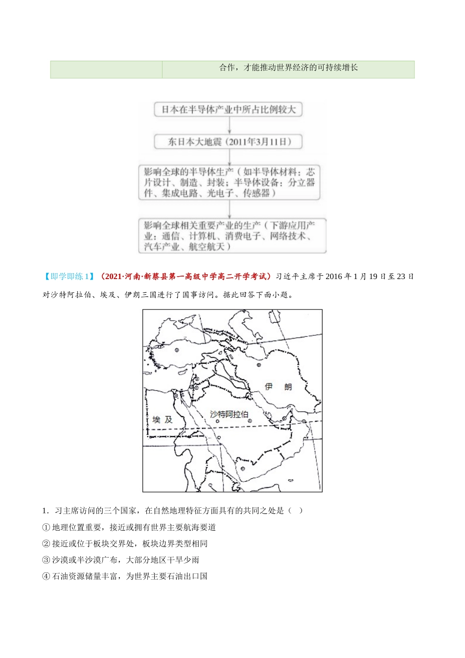 4.4 国际合作-高二地理同步精品讲义（人教版2019选择性必修2）（教师版）.doc_第2页