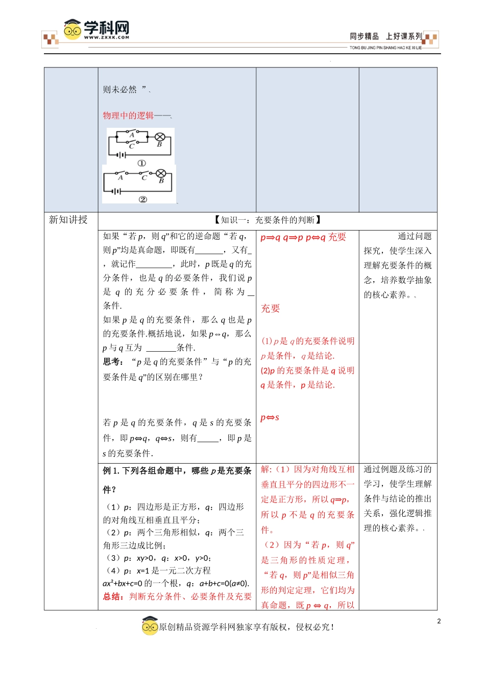1.4.2 充要条件（教学设计）-【上好课】高一数学同步备课系列（人教A版2019必修第一册）.docx_第2页