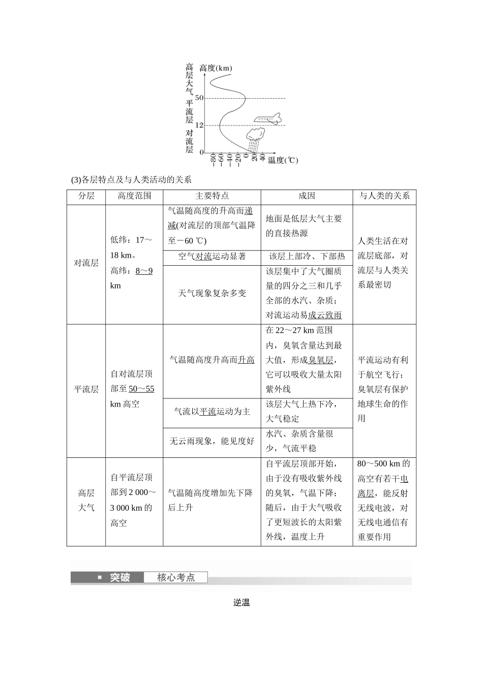 2024年高考地理一轮复习（新人教版） 第1部分　第3章　第1讲　课时12　大气的组成和垂直分层　大气的受热过程.docx_第3页