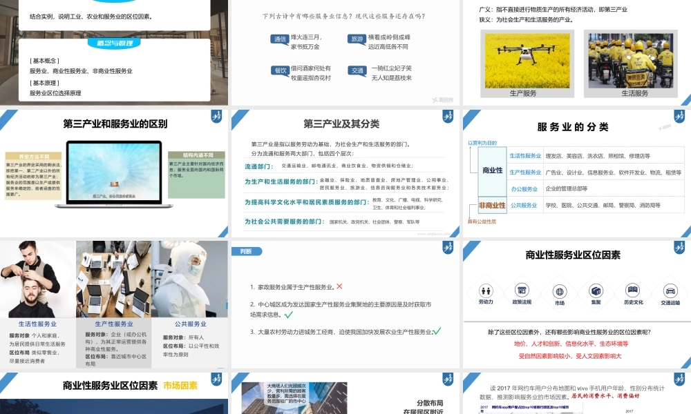 2024年高考地理一轮复习（新人教版） 第2部分　第3章　第3讲　课时52　服务业区位因素.pptx