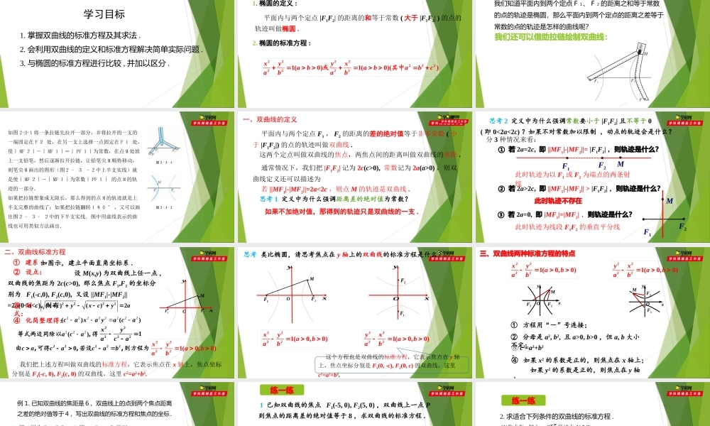 2.3双曲线的标准方程（第1课时）（课件）-【教材配套课件+作业】2022-2023学年高二数学精品教学课件（沪教版2020选择性必修第一册）.pptx