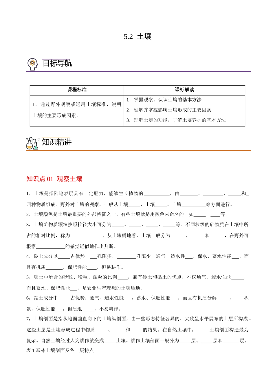 5.2 土壤（学生版）-高一地理同步精品讲义（人教版2019必修第一册）.docx_第1页