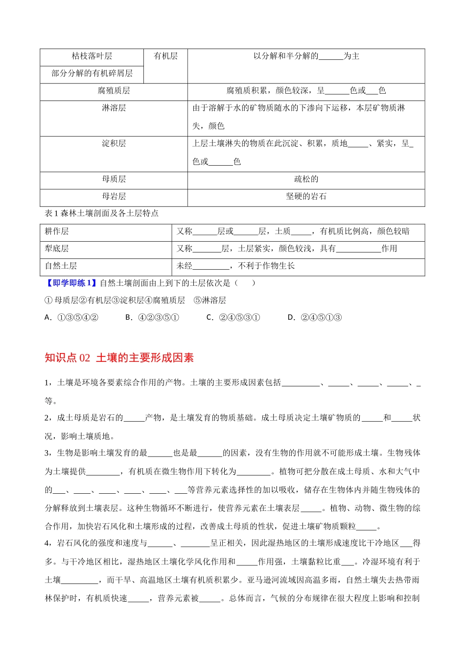 5.2 土壤（学生版）-高一地理同步精品讲义（人教版2019必修第一册）.docx_第2页