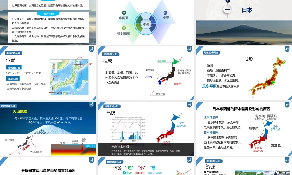 2024年高考地理一轮复习（新人教版） 第5部分　第1章　第2讲　课时81　日本　印度.pptx