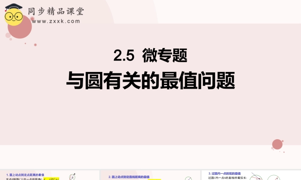 2.5.3 与圆有关的最值问题专项（教学课件）-2023-2024学年高二数学同步精品课堂（人教A版2019选择性必修第一册）.pptx