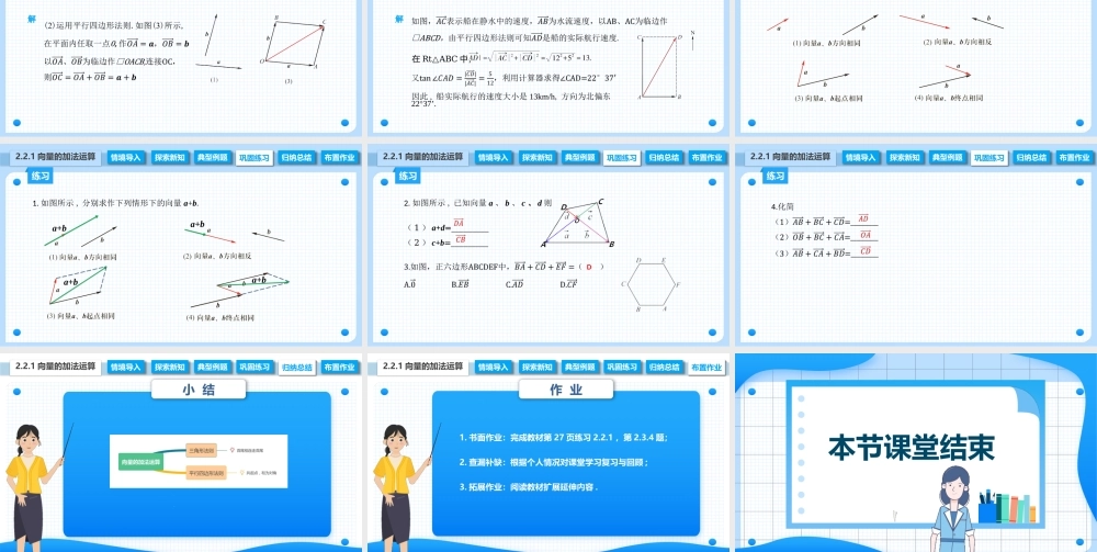 2.2.1 向量的加法运算（课件）-【中职专用】2023-2024学年高二数学同步精品课堂（高教版2021·拓展模块一上册）.pptx