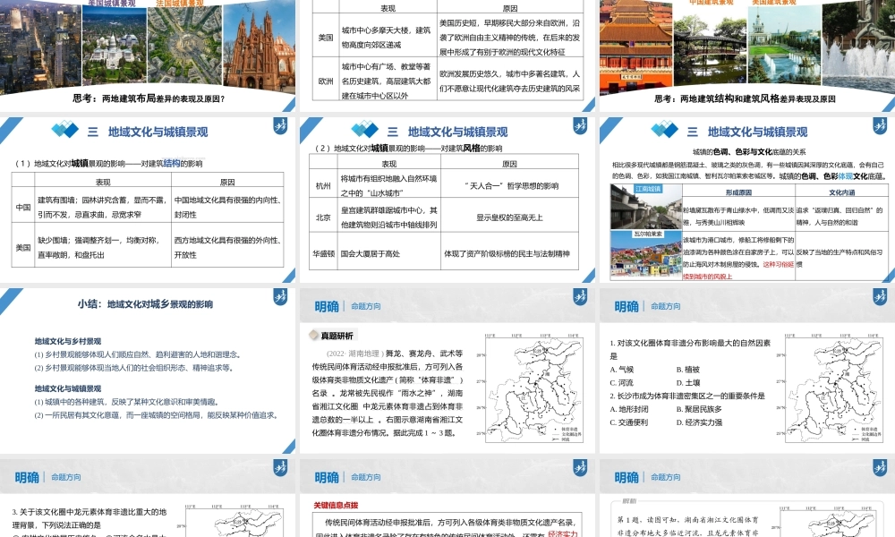 2024年高考地理一轮复习（新人教版） 第2部分　第2章　课时46　地域文化与城乡景观.pptx