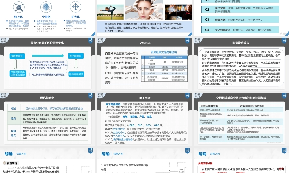2024年高考地理一轮复习（新人教版） 第2部分　第3章　第3讲　课时53　服务业区位因素的变化.pptx