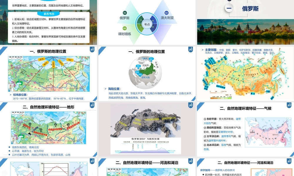 2024年高考地理一轮复习（新人教版） 第5部分　第1章　第2讲　课时82　俄罗斯　澳大利亚.pptx