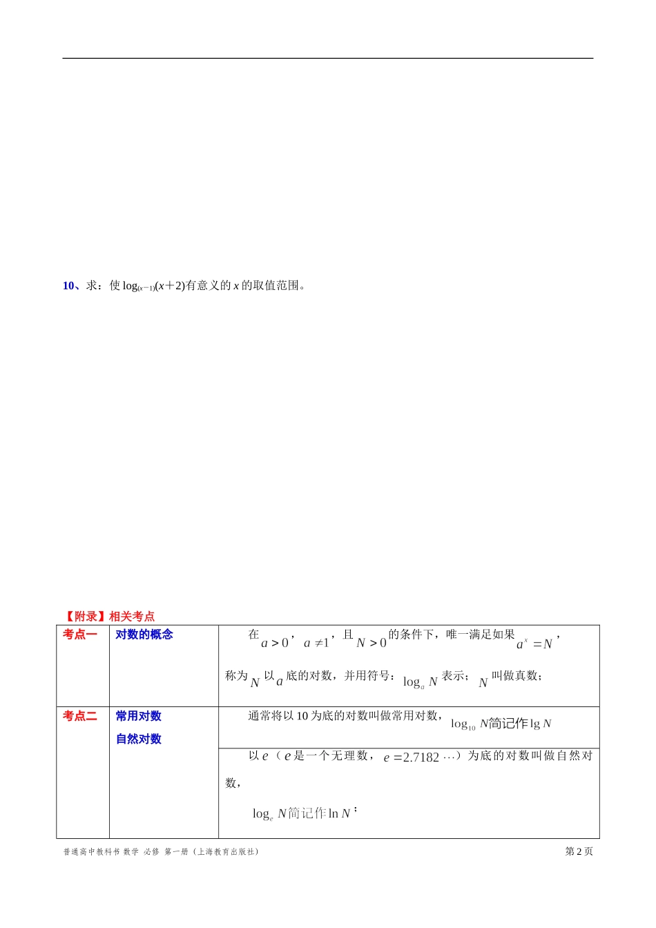 3.2.1对数的定义 “四基”测试题-2021-2022学年高一上学期数学沪教版(2020)必修第一册.doc_第2页