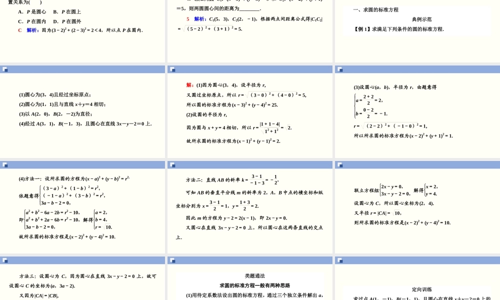 2.4.1 圆的标准方程（PPT）-2020-2021学年上学期高二数学同步精品课堂（新教材人教A版选择性必修第一册）.ppt