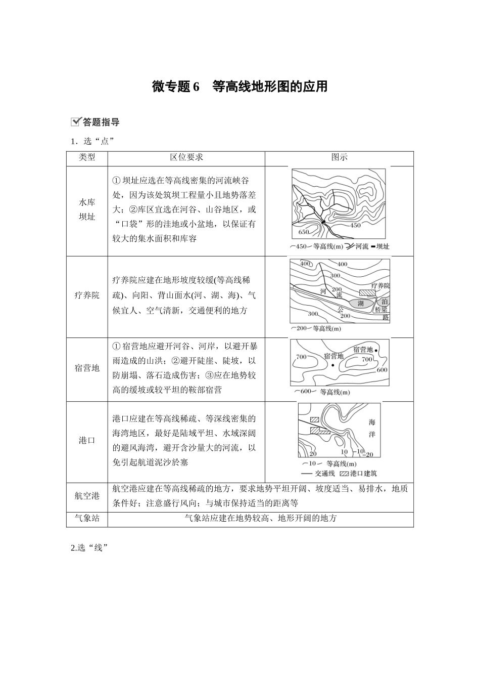 第四章 微专题6　等高线地形图的应用.docx_第1页