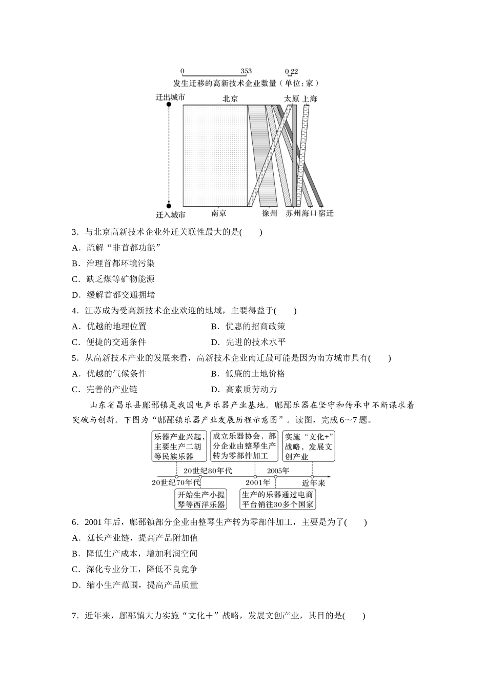 第二部分　第三章　第2讲　训练51　工业区位因素的变化.docx_第2页